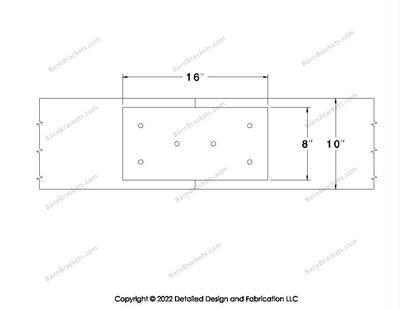 Union Brackets for 10 inch beams - Square - Triangular style holes - BarnBrackets.com