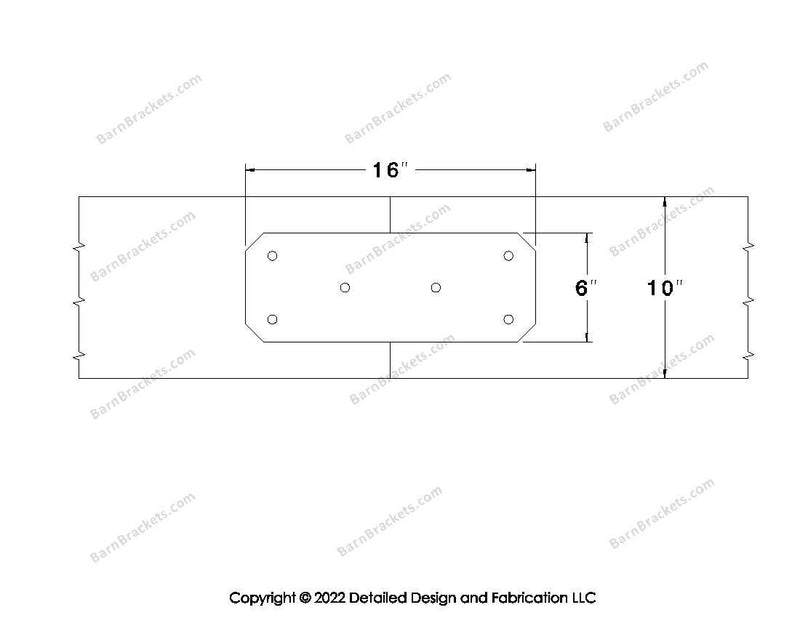 Union Brackets for 10 inch beams - Chamfered - Triangular style holes - BarnBrackets.com