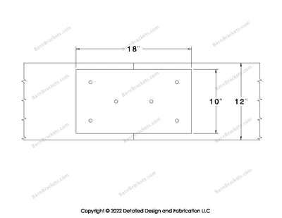 Union Brackets for 12 inch beams - Square - Triangular style holes - BarnBrackets.com