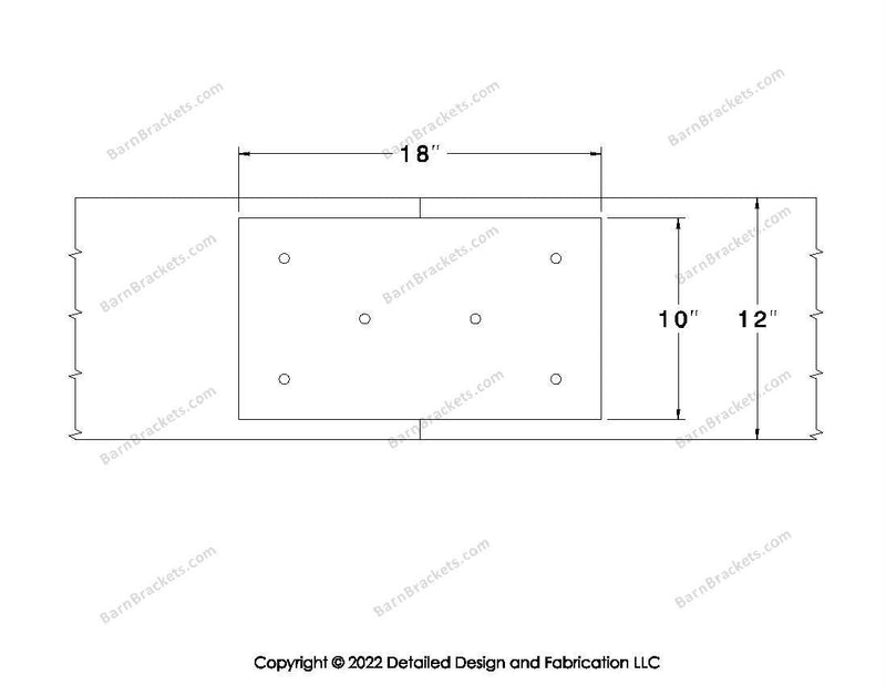 Union Brackets for 12 inch beams - Square - Triangular style holes - BarnBrackets.com