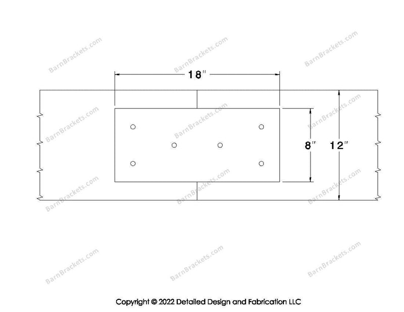 Union Brackets for 12 inch beams - Square - Triangular style holes - BarnBrackets.com