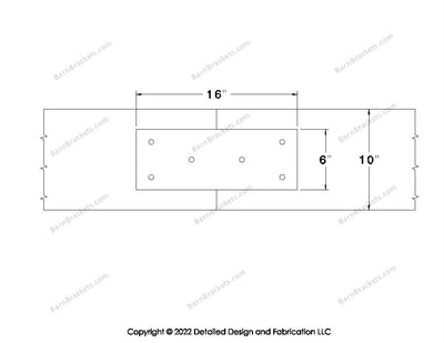 Union Brackets for 10 inch beams - Square - Triangular style holes - BarnBrackets.com