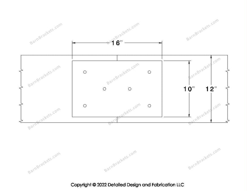 Union Brackets for 12 inch beams - Square - Triangular style holes - BarnBrackets.com