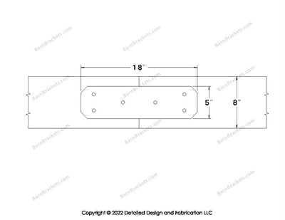 Union Brackets for 8 inch beams - Chamfered - Triangular style holes - BarnBrackets.com