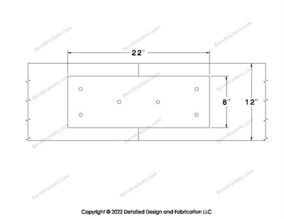 Union Brackets for 12 inch beams - Square - Triangular style holes - BarnBrackets.com