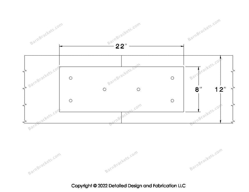 Union Brackets for 12 inch beams - Square - Triangular style holes - BarnBrackets.com