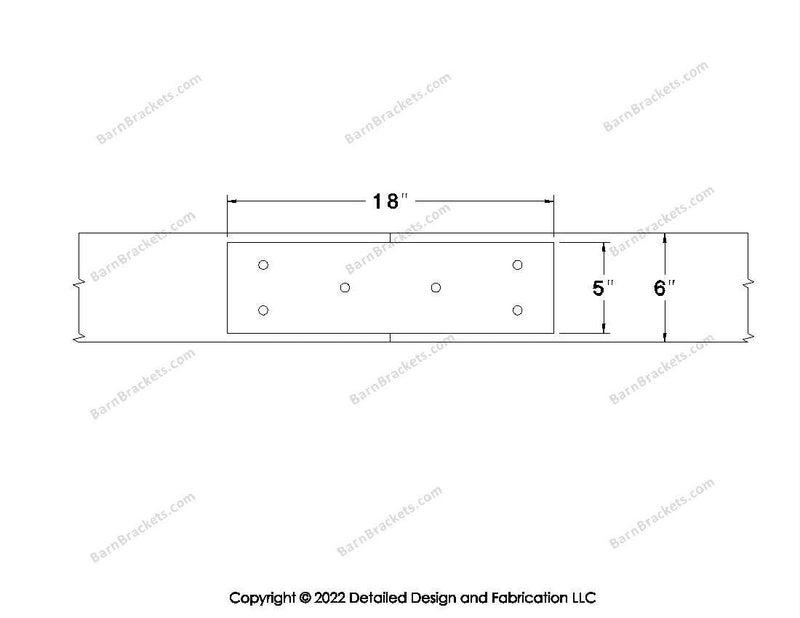 Union Brackets for 6 inch beams - Square - Triangular style holes - BarnBrackets.com