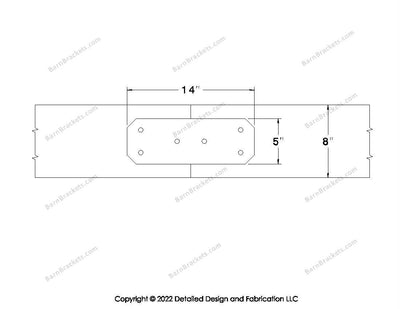 Union Brackets for 8 inch beams - Chamfered - Triangular style holes - BarnBrackets.com