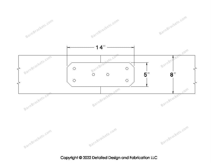 Union Brackets for 8 inch beams - Chamfered - Triangular style holes - BarnBrackets.com