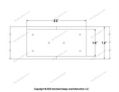 Union Brackets for 12 inch beams - Square - Triangular style holes - BarnBrackets.com