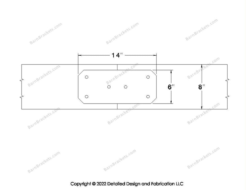 Union Brackets for 8 inch beams - Chamfered - Triangular style holes - BarnBrackets.com