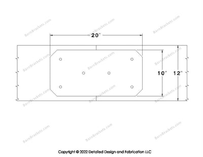 Union Brackets for 12 inch beams - Chamfered - Triangular style holes - BarnBrackets.com