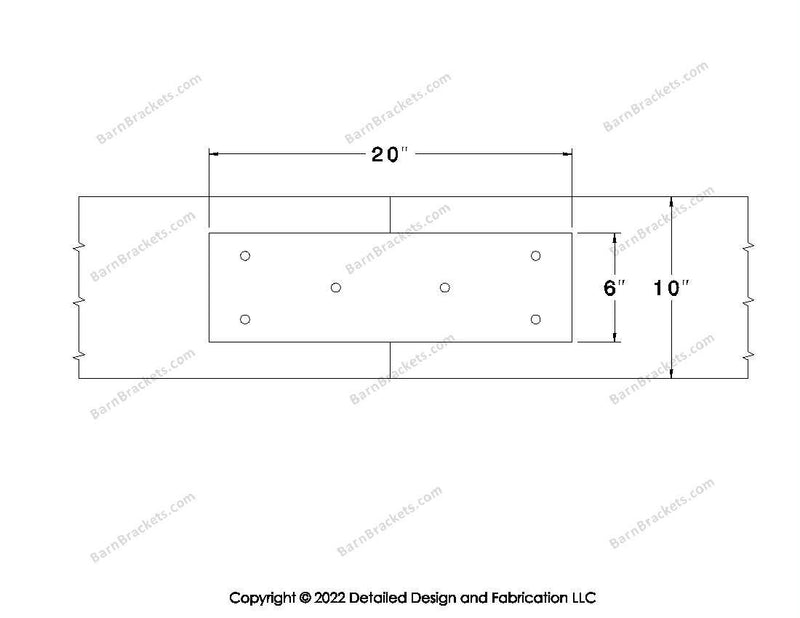 Union Brackets for 10 inch beams - Square - Triangular style holes - BarnBrackets.com