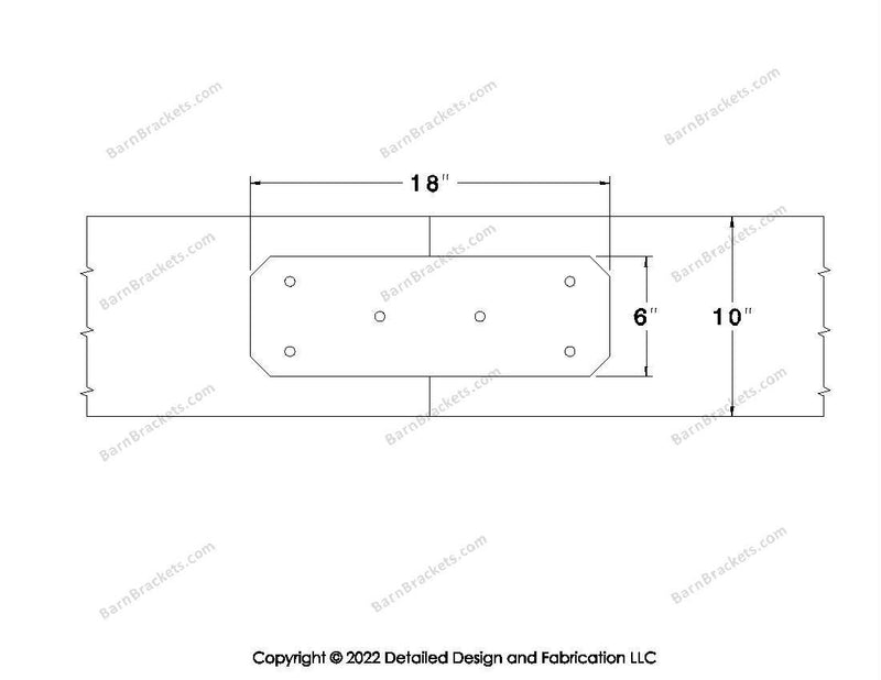 Union Brackets for 10 inch beams - Chamfered - Triangular style holes - BarnBrackets.com