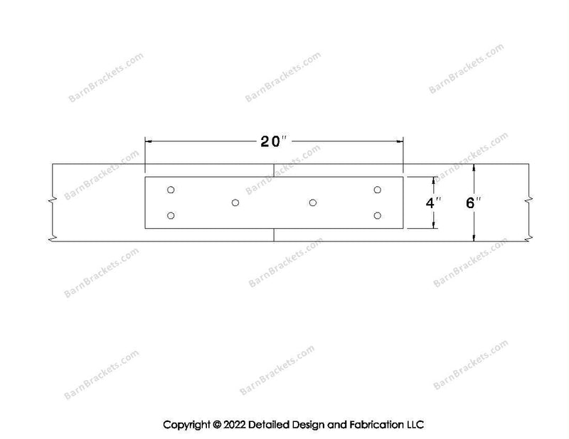 Union Brackets for 6 inch beams - Square - Triangular style holes - BarnBrackets.com