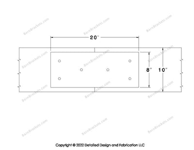 Union Brackets for 10 inch beams - Square - Triangular style holes - BarnBrackets.com