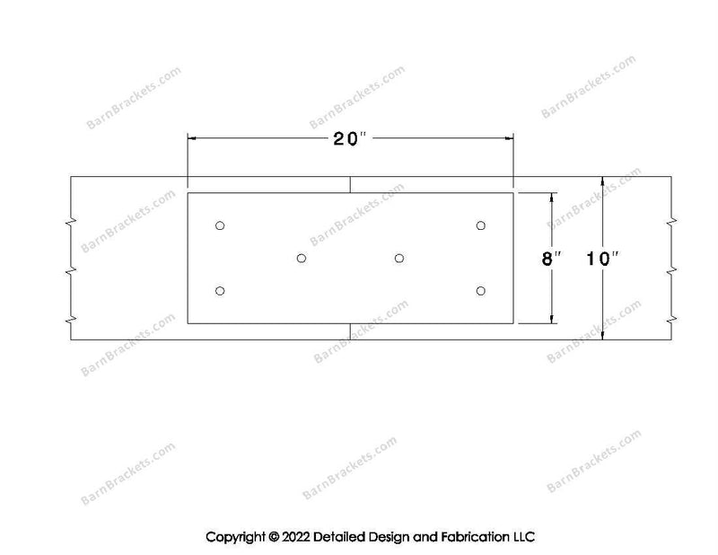 Union Brackets for 10 inch beams - Square - Triangular style holes - BarnBrackets.com