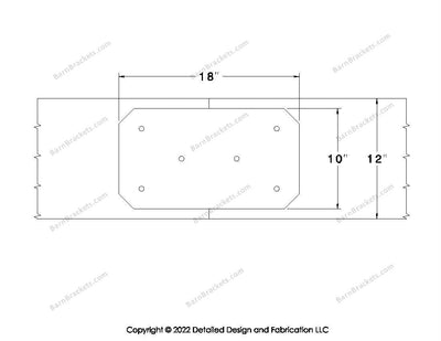 Union Brackets for 12 inch beams - Chamfered - Triangular style holes - BarnBrackets.com