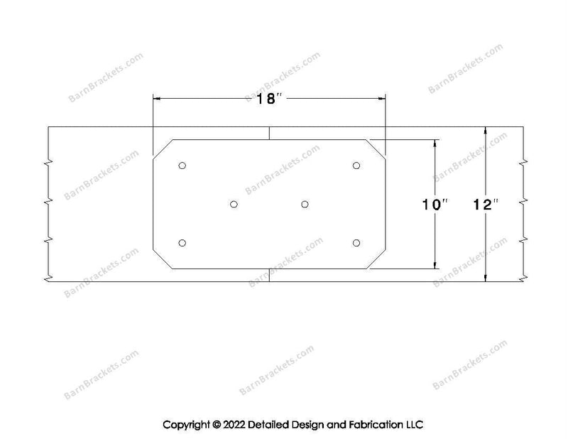 Union Brackets for 12 inch beams - Chamfered - Triangular style holes - BarnBrackets.com