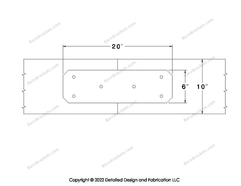 Union Brackets for 10 inch beams - Chamfered - Triangular style holes - BarnBrackets.com