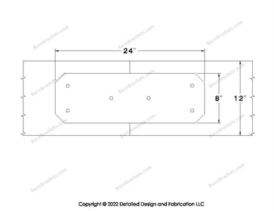 Union Brackets for 12 inch beams - Chamfered - Triangular style holes - BarnBrackets.com