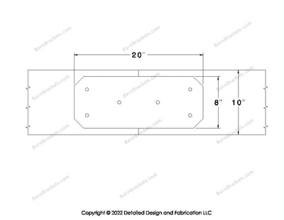 Union Brackets for 10 inch beams - Chamfered - Triangular style holes - BarnBrackets.com