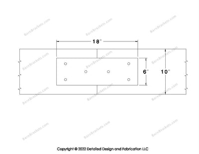 Union Brackets for 10 inch beams - Square - Triangular style holes - BarnBrackets.com