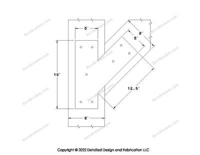 Half Y shaped Brackets for 8 inch beams - Triangular style holes - Square - BarnBrackets.com