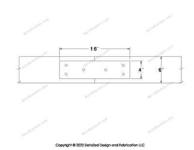 Union Brackets for 6 inch beams - Square - Triangular style holes - BarnBrackets.com