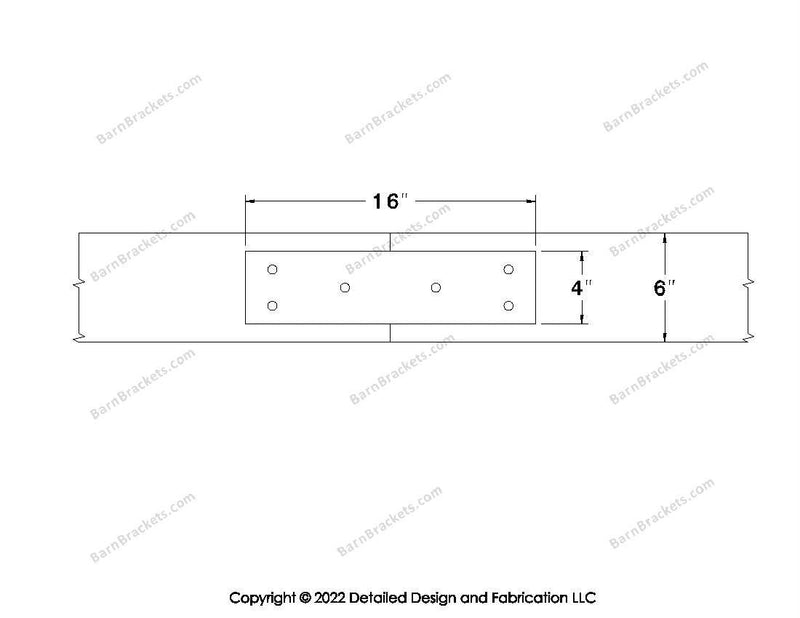 Union Brackets for 6 inch beams - Square - Triangular style holes - BarnBrackets.com